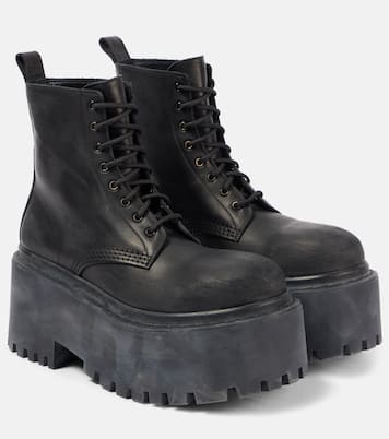 Strike leather platform combat boots | Balenciaga