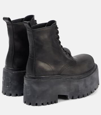 Strike leather platform combat boots | Balenciaga