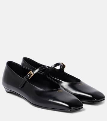Brushed leather Mary Jane flats | Prada