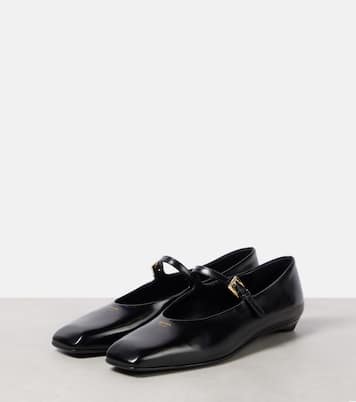 Brushed leather Mary Jane flats | Prada
