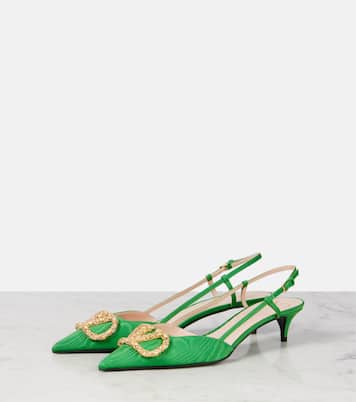 Slingback-Pumps VLogo Signature 40 aus Satin | Valentino Garavani