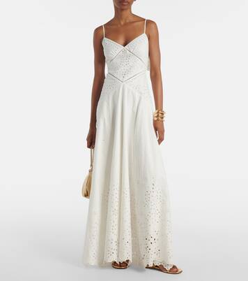 Robe longue en coton à broderies anglaises | Self-Portrait