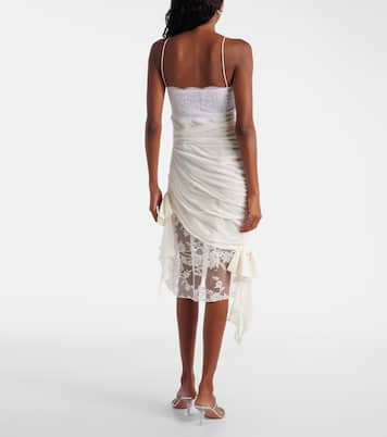 Miniabito in georgette di seta con pizzo | Alessandra Rich