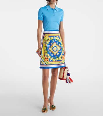 Falda corta en mezcla de algodón estampada | Dolce&Gabbana
