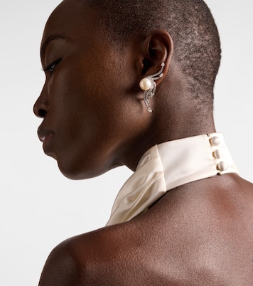 Boucles d'oreilles Pearlescent en or blanc 18 ct, diamants et perles | Yeprem