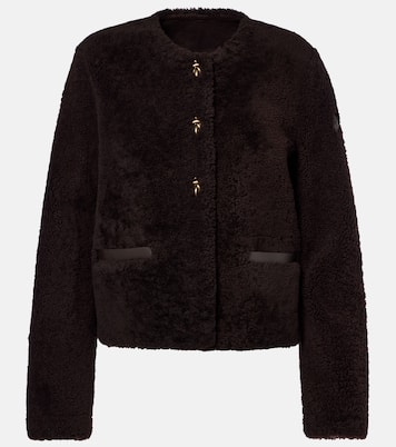 Cropped leather-trimmed down jacket | Moncler