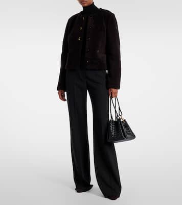 Cropped leather-trimmed down jacket | Moncler