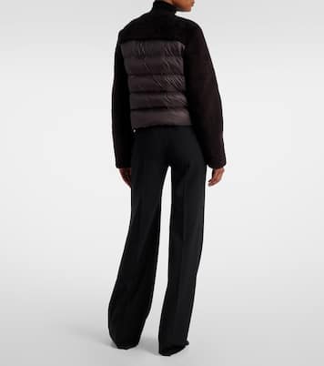 Cropped leather-trimmed down jacket | Moncler