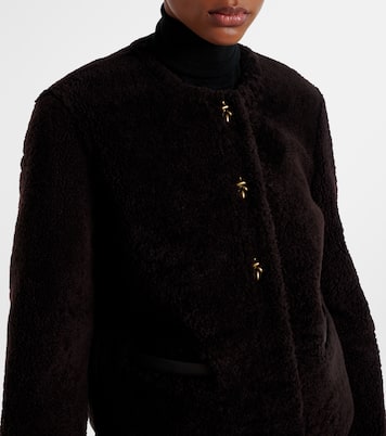 Cropped leather-trimmed down jacket | Moncler