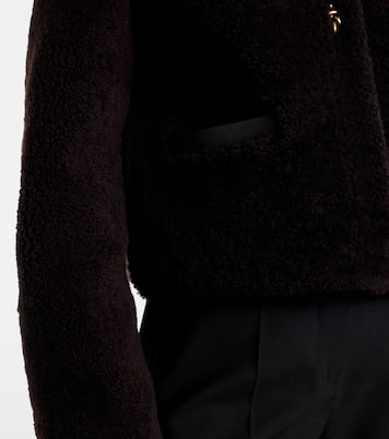 Cropped leather-trimmed down jacket | Moncler