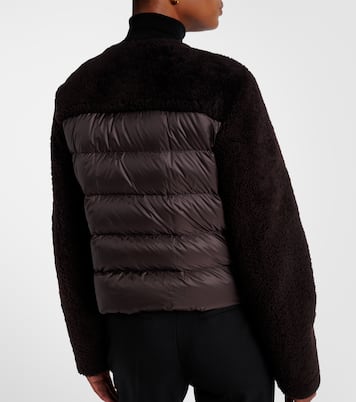 Cropped leather-trimmed down jacket | Moncler