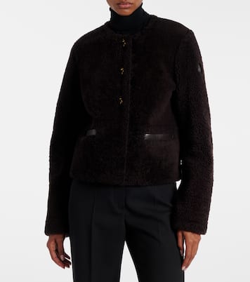 Cropped leather-trimmed down jacket | Moncler