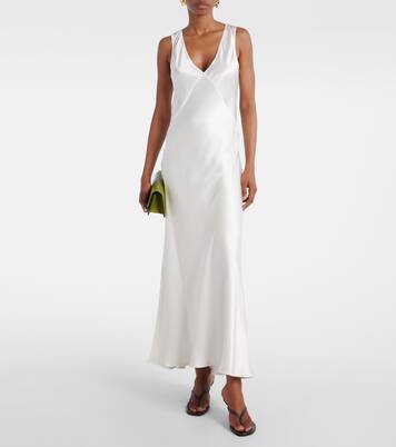 Bordeaux silk satin slip dress  | Asceno