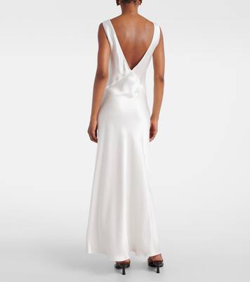 Bordeaux silk satin slip dress  | Asceno