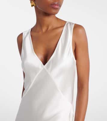 Bordeaux silk satin slip dress  | Asceno