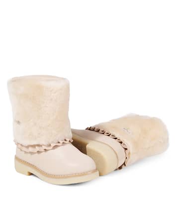 Rosalen shearling-trimmed leather boots | Donsje