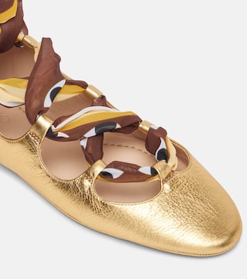 Lace-up leather ballet flats | Farm Rio