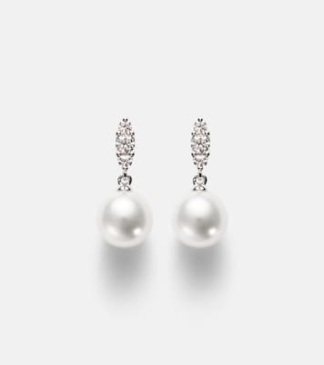 18kt white gold drop earrings with Akoya pearls and diamonds | Mikimoto