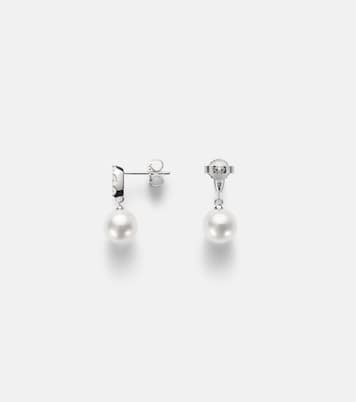 18kt white gold drop earrings with Akoya pearls and diamonds | Mikimoto