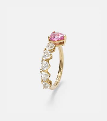 18kt gold ring with sapphire and diamonds | Shay Jewelry