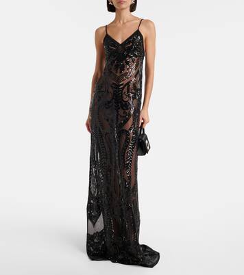Sequined semi-sheer gown | Norma Kamali