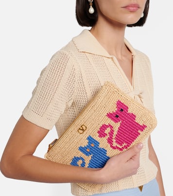 Clutch VLogo aus Raffiabast | Valentino Garavani