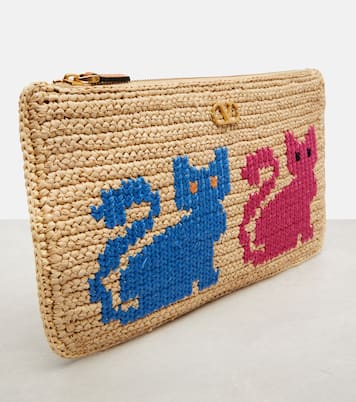 Clutch VLogo aus Raffiabast | Valentino Garavani