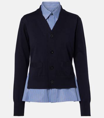 Layered striped cotton cardigan | Sacai
