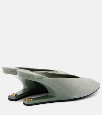 Suede cutout wedge mules | Balmain