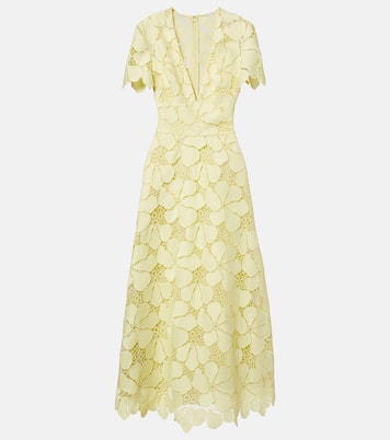 Floral silk-blend guipure midi dress | Elie Saab