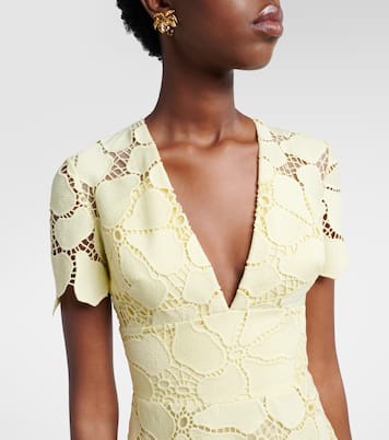 Floral silk-blend guipure midi dress | Elie Saab