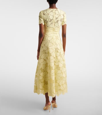 Floral silk-blend guipure midi dress | Elie Saab