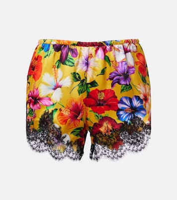 Shorts de satén en mezcla de seda florales | Dolce&Gabbana