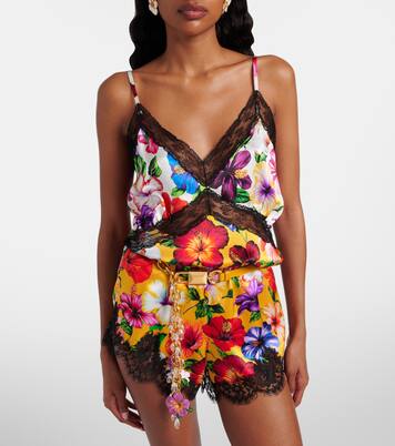 Shorts de satén en mezcla de seda florales | Dolce&Gabbana