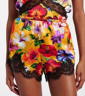 Shorts de satén en mezcla de seda florales | Dolce&Gabbana