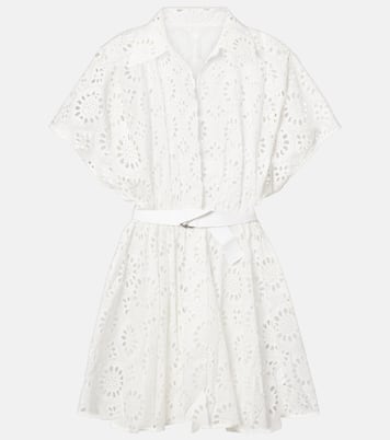 Belted broderie anglaise cotton mini dress | Norma Kamali