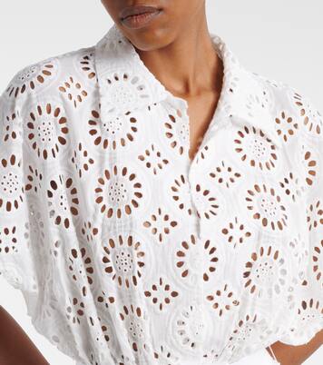 Belted broderie anglaise cotton mini dress | Norma Kamali