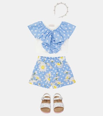Floral polka-dot poplin shorts | Monnalisa