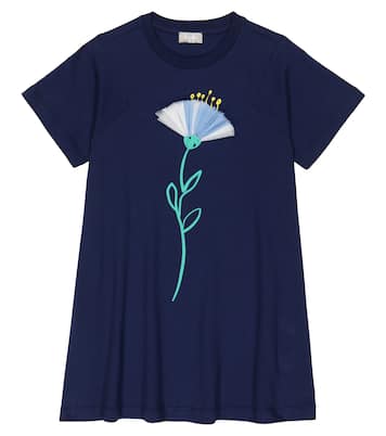 Floral print cotton T-shirt dress | Il Gufo
