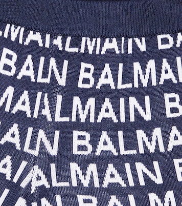 Shorts in misto cotone con intarsi | Balmain Kids