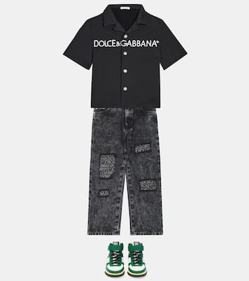 Logo cotton-blend bowling shirt | Dolce&Gabbana Kids