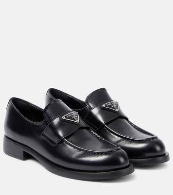 Logo leather loafers | Prada