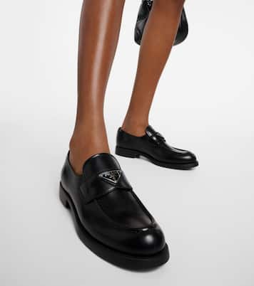 Logo leather loafers | Prada