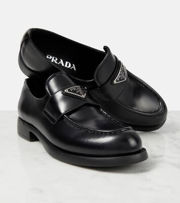 Logo leather loafers | Prada