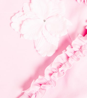 Flower-detail cotton and linen sweatshirt | Monnalisa