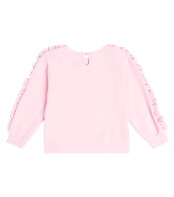 Flower-detail cotton and linen sweatshirt | Monnalisa