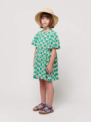 Tomato ruffled cotton dress | Bobo Choses