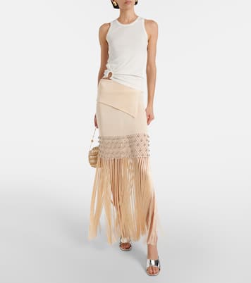 Ring-detail cotton-blend jersey tank top | Rabanne