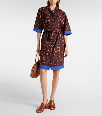 فستان بستايل قميص من قطن بوبلين بطبعات | Dries Van Noten