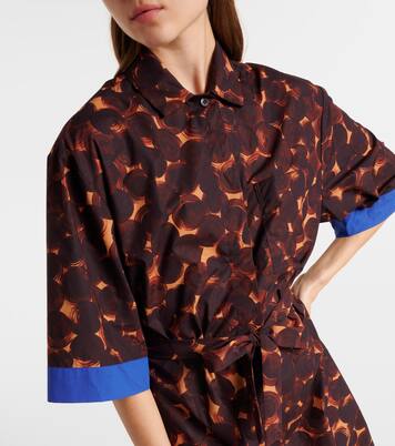 فستان بستايل قميص من قطن بوبلين بطبعات | Dries Van Noten